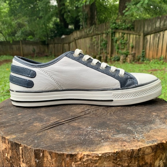 Moda in Pelle white navy leather buckle trainers - Picture 10 of 15